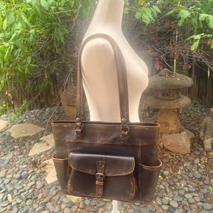 PATRICIA NASH Distressed Leather Saddle Pocket Shoulder Bag